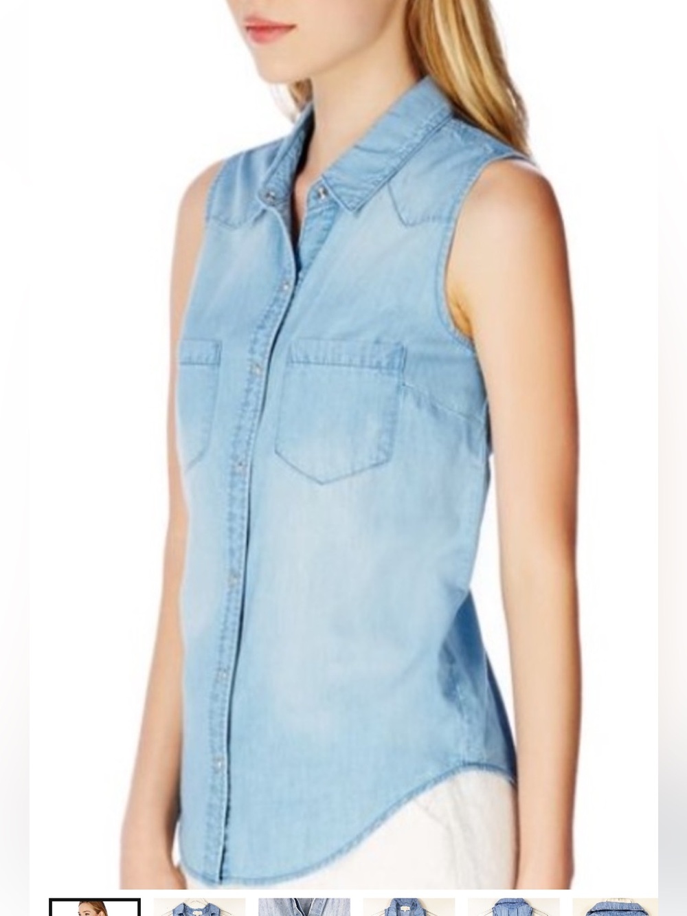 $19 sale Cloth & stone anthropologie chambray tiny dots split back shirt Tensel